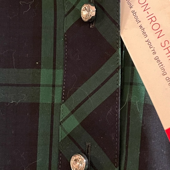 NWT Talbots Holiday Green Plaid No-Iron Popover Blouse, Size 18WP - Picture 4 of 5